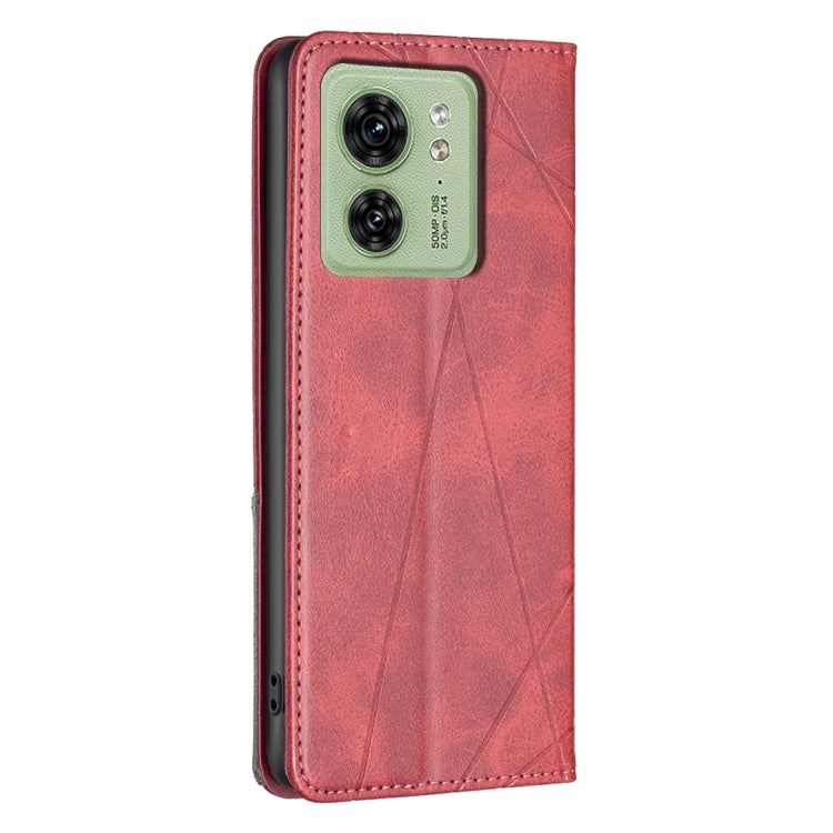 For Motorola Edge 40 Rhombus Texture Magnetic Leather Phone Case(Red) - Motorola Cases by PMC Jewellery | Online Shopping South Africa | PMC Jewellery | Buy Now Pay Later Mobicred