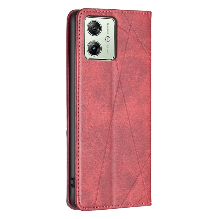 For Motorola Moto G54 5G EU Edition Rhombus Texture Magnetic Leather Phone Case(Red) - Motorola Cases by PMC Jewellery | Online Shopping South Africa | PMC Jewellery | Buy Now Pay Later Mobicred