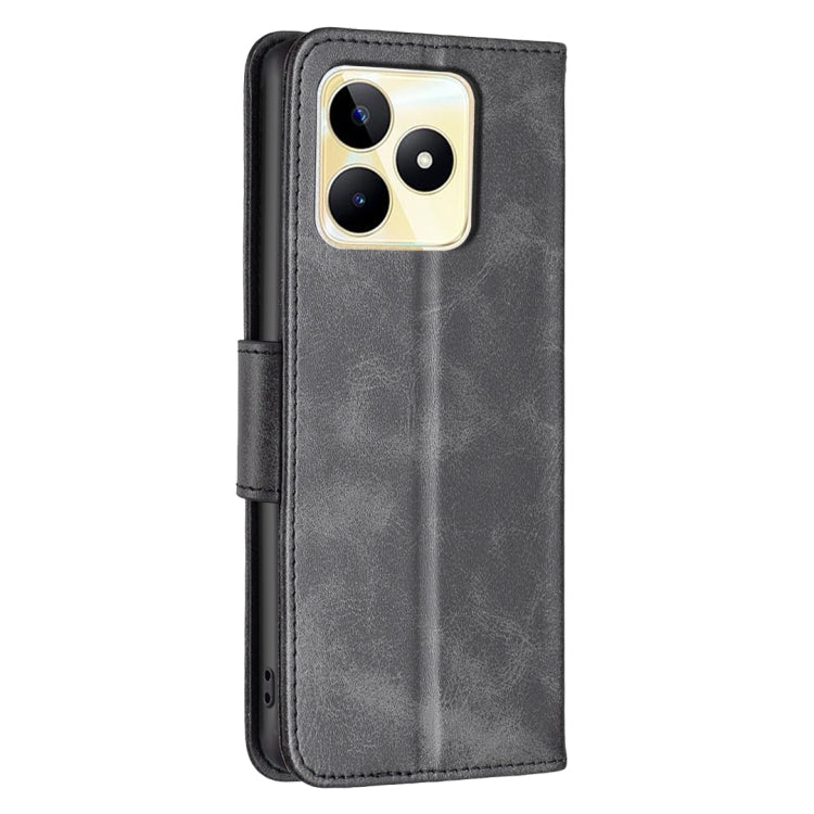 For Realme C53 Lambskin Texture Pure Color Flip Leather Phone Case(Black) - Realme Cases by PMC Jewellery | Online Shopping South Africa | PMC Jewellery | Buy Now Pay Later Mobicred