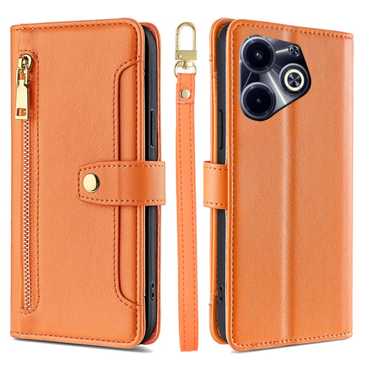 For Infinix Hot 40i Sheep Texture Cross-body Zipper Wallet Leather Phone Case(Orange) - Infinix Cases by PMC Jewellery | Online Shopping South Africa | PMC Jewellery | Buy Now Pay Later Mobicred