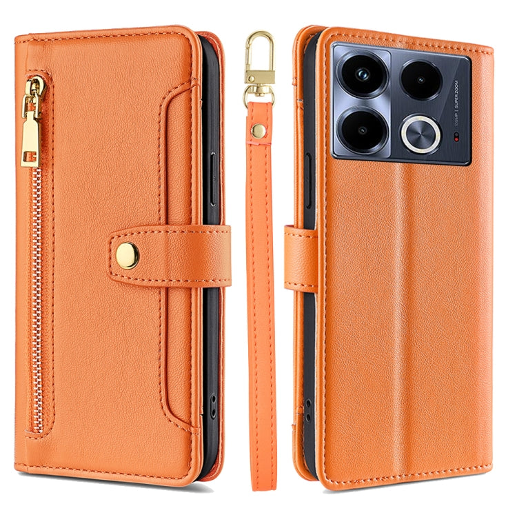 For Infinix Note 40 4G Sheep Texture Cross-body Zipper Wallet Leather Phone Case(Orange) - Infinix Cases by PMC TechLife | Online Shopping South Africa | PMC TechLife | Buy Now Pay Later Mobicred