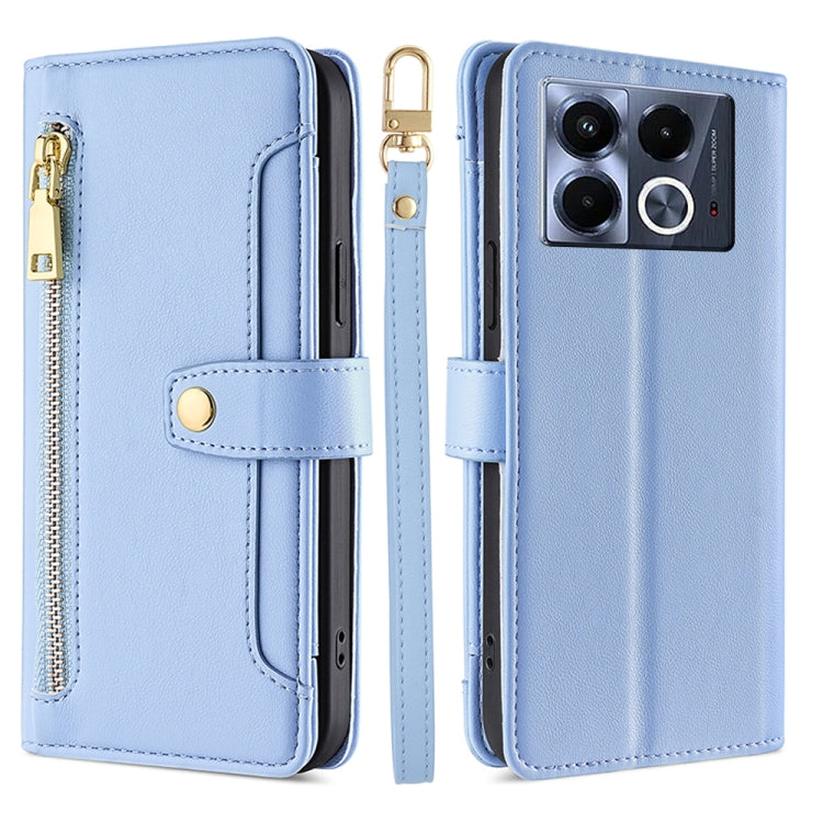For Infinix Note 40 5G Sheep Texture Cross-body Zipper Wallet Leather Phone Case(Blue) - Infinix Cases by PMC TechLife | Online Shopping South Africa | PMC TechLife | Buy Now Pay Later Mobicred