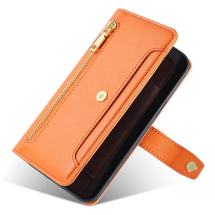 For Tecno Camon 30 Pro 5G Sheep Texture Cross-body Zipper Wallet Leather Phone Case(Orange) - Tecno Cases by PMC TechLife | Online Shopping South Africa | PMC TechLife | Buy Now Pay Later Mobicred