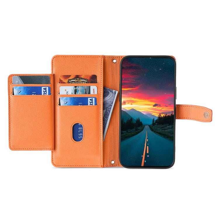 For Tecno Camon 30 Sheep Texture Cross-body Zipper Wallet Leather Phone Case(Orange) - Tecno Cases by PMC TechLife | Online Shopping South Africa | PMC TechLife | Buy Now Pay Later Mobicred