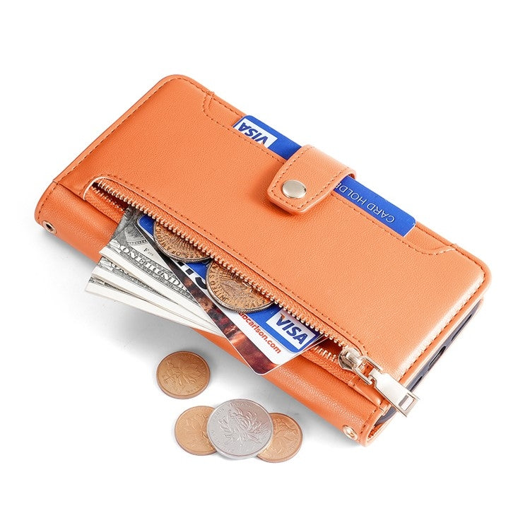 For Tecno Camon 30 Sheep Texture Cross-body Zipper Wallet Leather Phone Case(Orange) - Tecno Cases by PMC TechLife | Online Shopping South Africa | PMC TechLife | Buy Now Pay Later Mobicred
