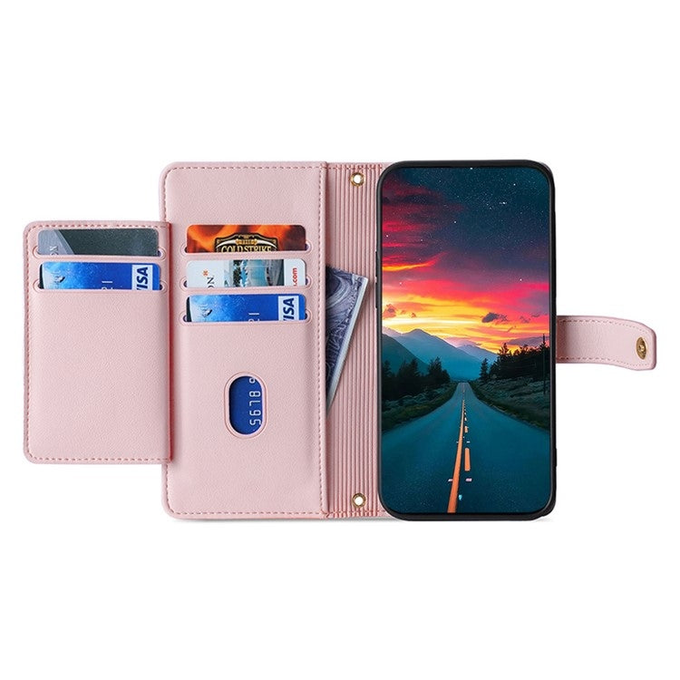 For Tecno Camon 30 Sheep Texture Cross-body Zipper Wallet Leather Phone Case(Pink) - Tecno Cases by PMC TechLife | Online Shopping South Africa | PMC TechLife | Buy Now Pay Later Mobicred