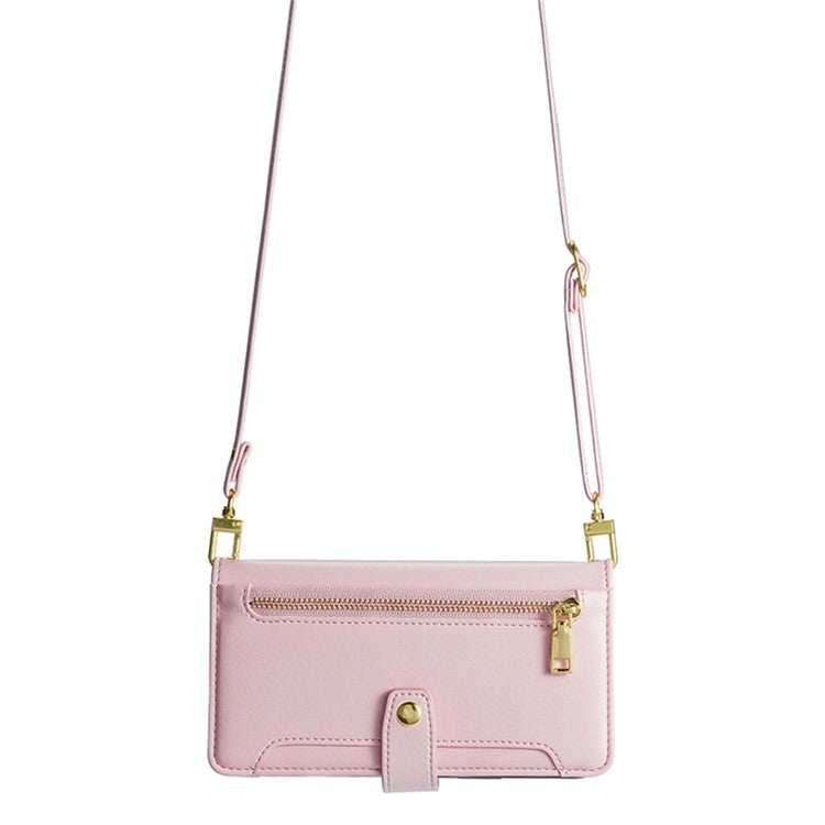 For Tecno Camon 30 Sheep Texture Cross-body Zipper Wallet Leather Phone Case(Pink) - Tecno Cases by PMC TechLife | Online Shopping South Africa | PMC TechLife | Buy Now Pay Later Mobicred