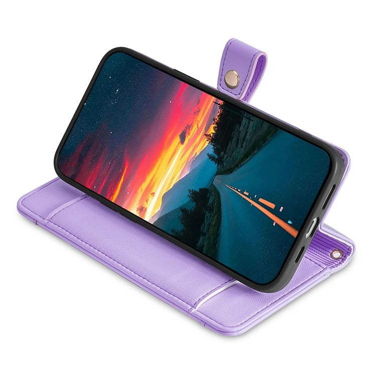 For Tecno Camon 30 Sheep Texture Cross-body Zipper Wallet Leather Phone Case(Purple) - Tecno Cases by PMC TechLife | Online Shopping South Africa | PMC TechLife | Buy Now Pay Later Mobicred