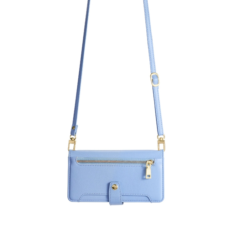 For Sharp Aqous Wish3 Sheep Texture Cross-body Zipper Wallet Leather Phone Case(Blue) - More Brand by PMC TechLife | Online Shopping South Africa | PMC TechLife | Buy Now Pay Later Mobicred