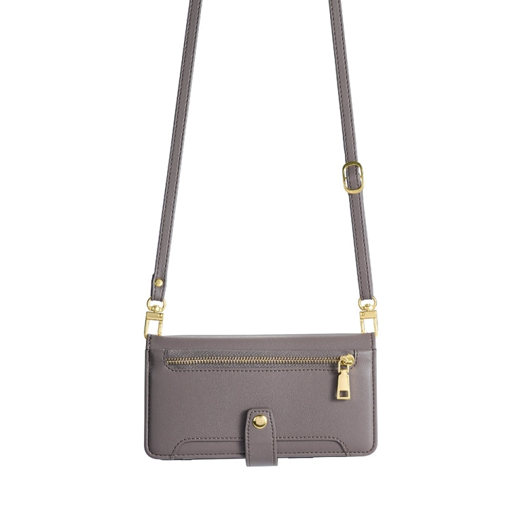 For Sharp Aqous Wish3 Sheep Texture Cross-body Zipper Wallet Leather Phone Case(Grey) - More Brand by PMC TechLife | Online Shopping South Africa | PMC TechLife | Buy Now Pay Later Mobicred