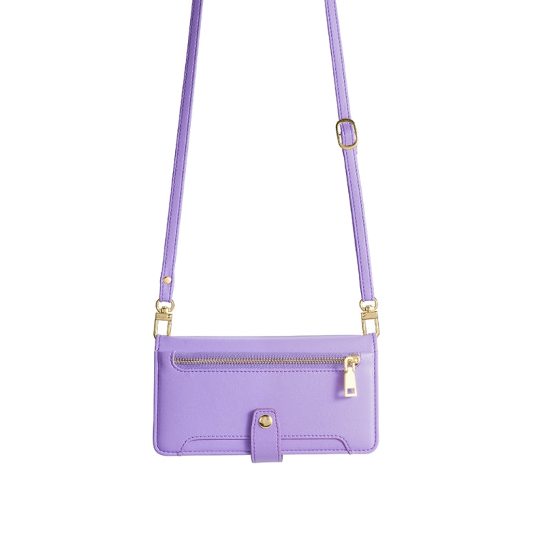 For Sharp Aqous Wish3 Sheep Texture Cross-body Zipper Wallet Leather Phone Case(Purple) - More Brand by PMC TechLife | Online Shopping South Africa | PMC TechLife | Buy Now Pay Later Mobicred