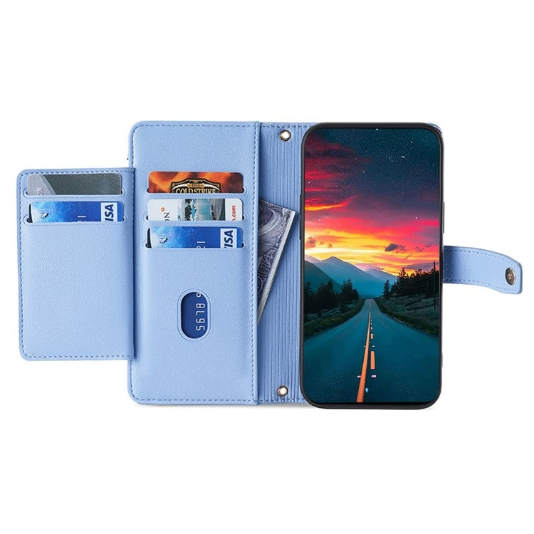 For Sharp Aquos R9 Sheep Texture Cross-body Zipper Wallet Leather Phone Case(Blue) - More Brand by PMC TechLife | Online Shopping South Africa | PMC TechLife | Buy Now Pay Later Mobicred