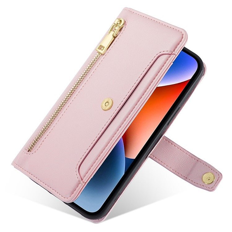 For Sharp Aquos R9 Sheep Texture Cross-body Zipper Wallet Leather Phone Case(Pink) - More Brand by PMC TechLife | Online Shopping South Africa | PMC TechLife | Buy Now Pay Later Mobicred