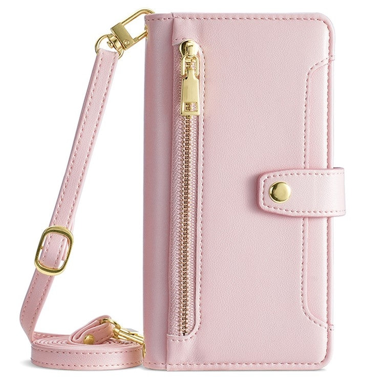 For Sharp Aquos Wish4 Sheep Texture Cross-body Zipper Wallet Leather Phone Case(Pink) - More Brand by PMC TechLife | Online Shopping South Africa | PMC TechLife | Buy Now Pay Later Mobicred
