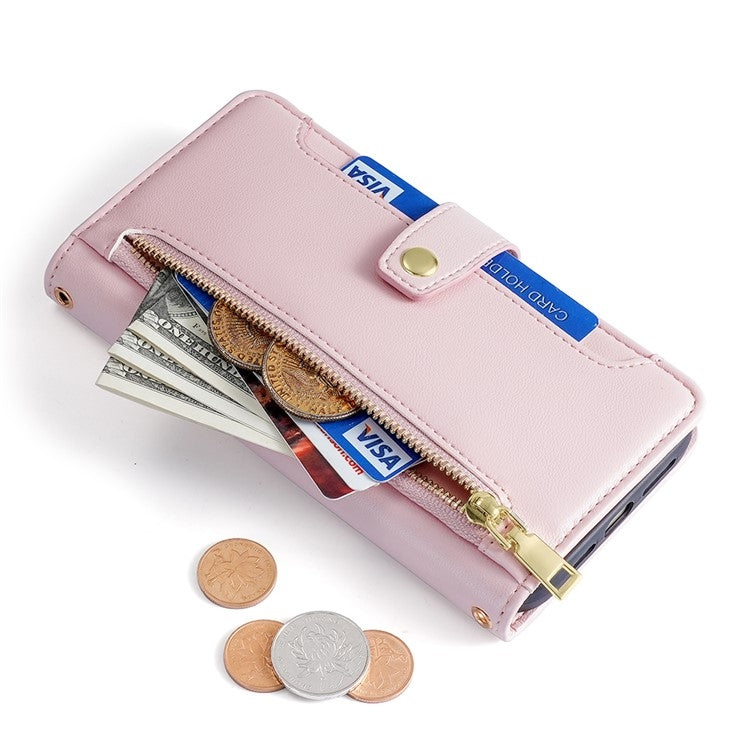 For Sharp Aquos Wish4 Sheep Texture Cross-body Zipper Wallet Leather Phone Case(Pink) - More Brand by PMC TechLife | Online Shopping South Africa | PMC TechLife | Buy Now Pay Later Mobicred