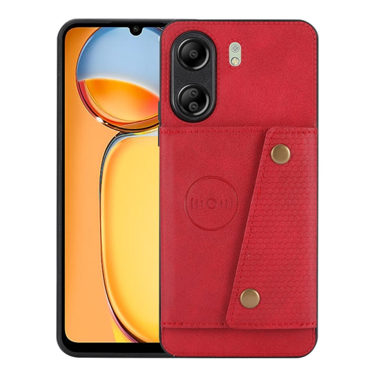 For Xiaomi Redmi 13C 4G / Poco C65 Double Buckle Card Slots Magnetic Phone Case(Red) - 13C Cases by PMC Jewellery | Online Shopping South Africa | PMC Jewellery | Buy Now Pay Later Mobicred