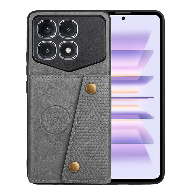 For Xiaomi Redmi K70 Ultra Double Buckle Card Slots Magnetic Phone Case(Grey) - Xiaomi Cases by PMC Jewellery | Online Shopping South Africa | PMC Jewellery | Buy Now Pay Later Mobicred