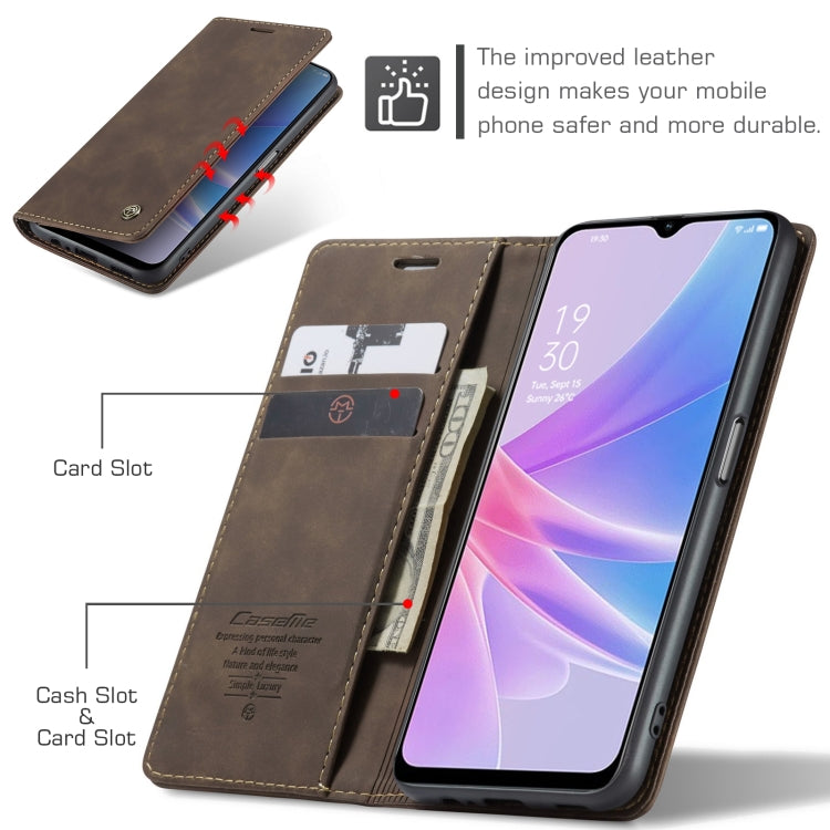 For OPPO A58 5G / A58X 5G CaseMe 013 Multifunctional Horizontal Flip Leather Phone Case(Coffee) - OPPO Cases by CaseMe | Online Shopping South Africa | PMC Jewellery | Buy Now Pay Later Mobicred