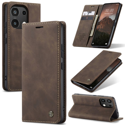 For Xiaomi Redmi Note 13 4G CaseMe 013 Multifunctional Horizontal Flip Leather Phone Case(Coffee) - Xiaomi Cases by CaseMe | Online Shopping South Africa | PMC Jewellery | Buy Now Pay Later Mobicred