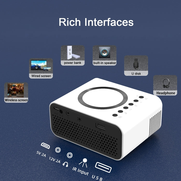 T300S 320x240 24ANSI Lumens Mini LCD Projector Supports Wired & Wireless Same Screen, Specification:UK Plug(White) - Mini Projector by PMC TechLife | Online Shopping South Africa | PMC TechLife | Buy Now Pay Later Mobicred
