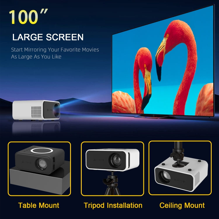 T300S 320x240 24ANSI Lumens Mini LCD Projector Supports Wired & Wireless Same Screen, Specification:EU Plug(Black) - Mini Projector by PMC Jewellery | Online Shopping South Africa | PMC Jewellery | Buy Now Pay Later Mobicred