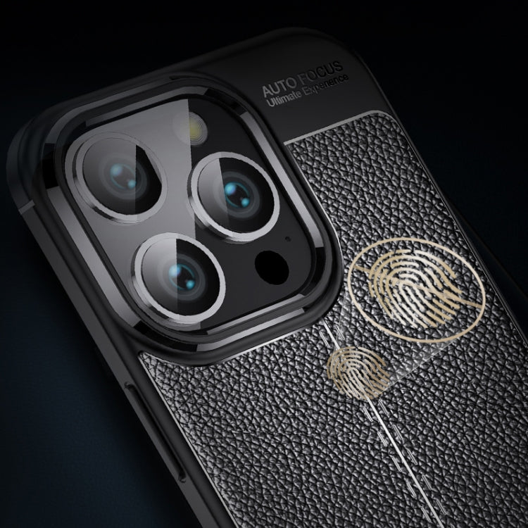 For iPhone 16 Pro Litchi Texture Shockproof TPU Phone Case(Black) - iPhone 16 Pro Cases by PMC Jewellery | Online Shopping South Africa | PMC Jewellery | Buy Now Pay Later Mobicred