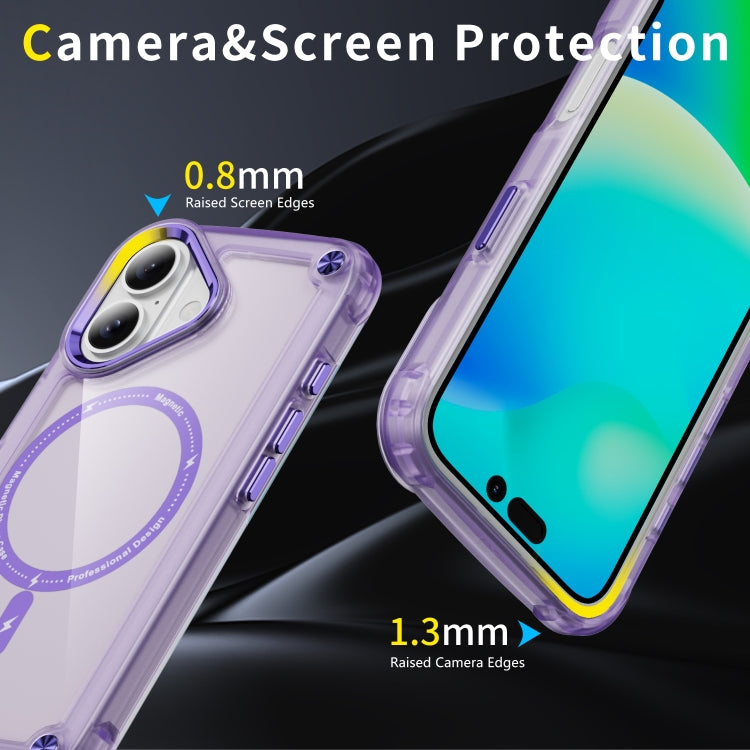 For iPhone 16 Plus Skin Feel TPU + PC MagSafe Magnetic Phone Case(Transparent Purple) - iPhone 16 Plus Cases by PMC Jewellery | Online Shopping South Africa | PMC Jewellery | Buy Now Pay Later Mobicred