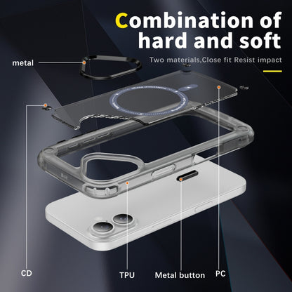 For iPhone 16 Skin Feel TPU + PC MagSafe Magnetic Phone Case(Transparent Black) - iPhone 16 Cases by PMC Jewellery | Online Shopping South Africa | PMC Jewellery | Buy Now Pay Later Mobicred