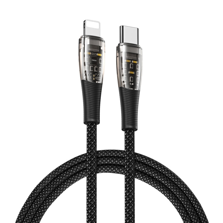 DUZZONA  A5 PD 20W USB-C/Type-C to 8 Pin Transparent Fast Charging Data Cable, Length: 1m(Black) - 2 in 1 Cable by DUZZONA | Online Shopping South Africa | PMC Jewellery | Buy Now Pay Later Mobicred