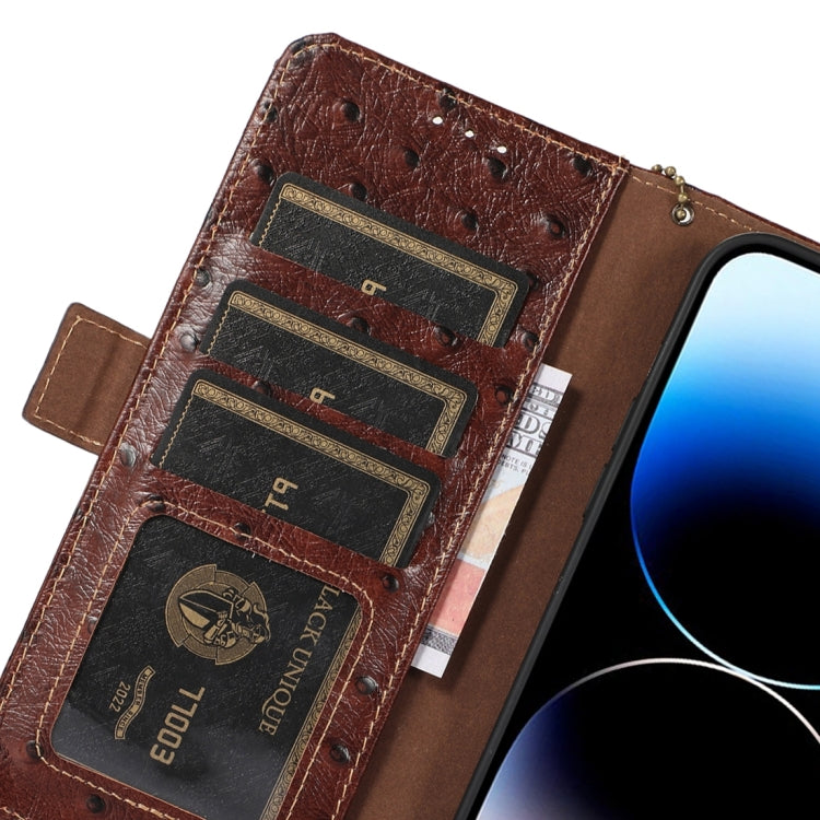 For OnePlus Ace 2 Pro Ostrich Pattern Genuine Leather RFID Phone Case(Coffee) - free shipping - PMC TechLife - Order now!