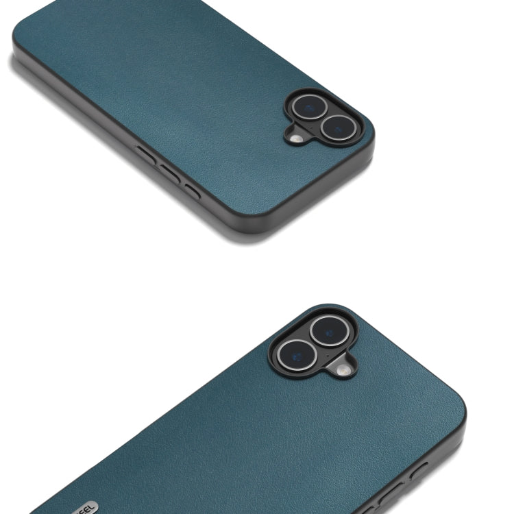 For iPhone 16 ABEEL Genuine Leather Xiaoya Series Phone Case(Dark Green) - iPhone 16 Cases by PMC TechLife | Online Shopping South Africa | PMC TechLife | Buy Now Pay Later Mobicred