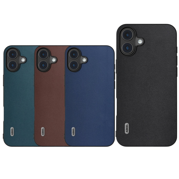 For iPhone 16 ABEEL Genuine Leather Xiaoya Series Phone Case(Dark Green) - iPhone 16 Cases by PMC TechLife | Online Shopping South Africa | PMC TechLife | Buy Now Pay Later Mobicred