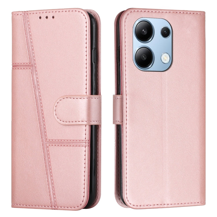 For Xiaomi Redmi Note 13 4G Global Stitching Calf Texture Buckle Leather Phone Case(Rose Gold) - Note 13 Cases by PMC TechLife | Online Shopping South Africa | PMC TechLife | Buy Now Pay Later Mobicred