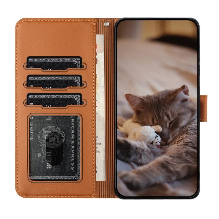 For iPhone 16e Cat Embossing Pattern Leather Phone Case with Lanyard(Brown) - iPhone 16e Cases by PMC TechLife | Online Shopping South Africa | PMC TechLife | Buy Now Pay Later Mobicred