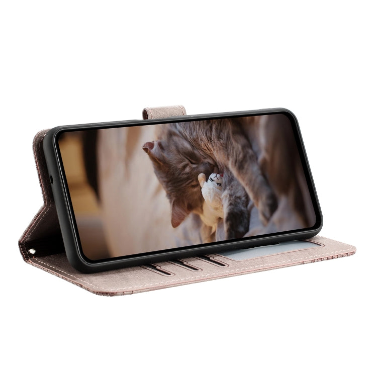 For iPhone 16 Pro Cat Embossing Pattern Leather Phone Case with Lanyard(Grey) - iPhone 16 Pro Cases by PMC TechLife | Online Shopping South Africa | PMC TechLife | Buy Now Pay Later Mobicred