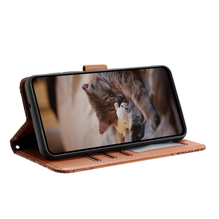 For iPhone 16 Plus Cat Embossing Pattern Leather Phone Case with Lanyard(Brown) - iPhone 16 Plus Cases by PMC TechLife | Online Shopping South Africa | PMC TechLife | Buy Now Pay Later Mobicred