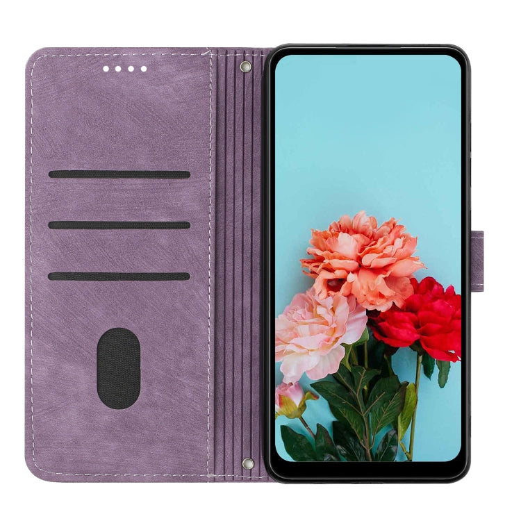 For Infinix Zero 30 4G Skin Feel Stripe Pattern Leather Phone Case with Lanyard(Purple) - Infinix Cases by PMC TechLife | Online Shopping South Africa | PMC TechLife | Buy Now Pay Later Mobicred