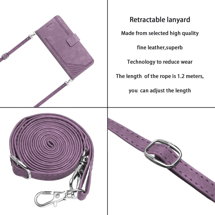 For Infinix Zero 30 4G Skin Feel Stripe Pattern Leather Phone Case with Lanyard(Purple) - Infinix Cases by PMC TechLife | Online Shopping South Africa | PMC TechLife | Buy Now Pay Later Mobicred