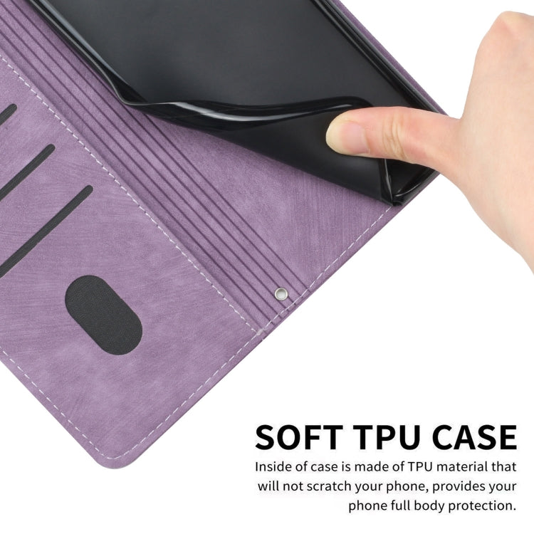 For Infinix Zero 30 4G Skin Feel Stripe Pattern Leather Phone Case with Lanyard(Purple) - Infinix Cases by PMC TechLife | Online Shopping South Africa | PMC TechLife | Buy Now Pay Later Mobicred