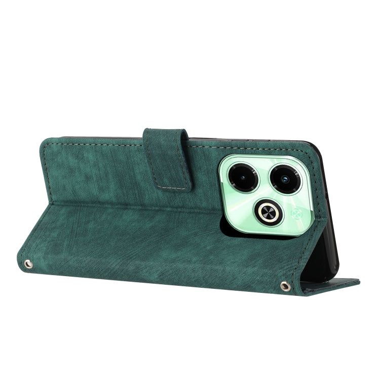 For Infinix Hot 40i Skin Feel Stripe Pattern Leather Phone Case with Lanyard(Green) - Infinix Cases by PMC TechLife | Online Shopping South Africa | PMC TechLife | Buy Now Pay Later Mobicred