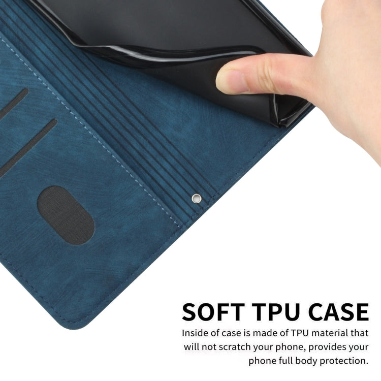 For Infinix Hot 40i Skin Feel Stripe Pattern Leather Phone Case with Lanyard(Blue) - Infinix Cases by PMC TechLife | Online Shopping South Africa | PMC TechLife | Buy Now Pay Later Mobicred