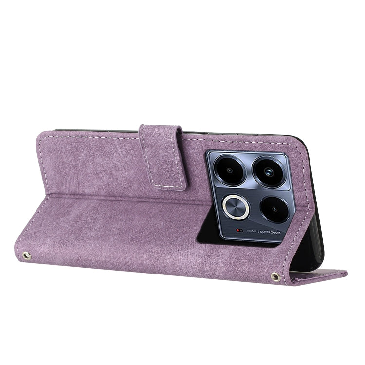 For Infinix Note 40 4G Skin Feel Stripe Pattern Leather Phone Case with Lanyard(Purple) - Infinix Cases by PMC TechLife | Online Shopping South Africa | PMC TechLife | Buy Now Pay Later Mobicred