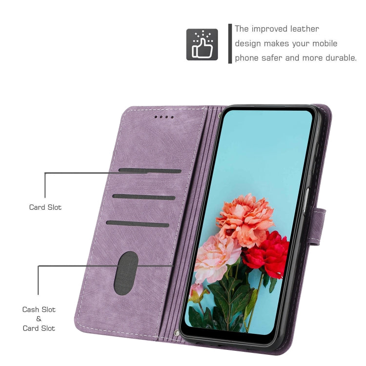 For Infinix Note 40 4G Skin Feel Stripe Pattern Leather Phone Case with Lanyard(Purple) - Infinix Cases by PMC TechLife | Online Shopping South Africa | PMC TechLife | Buy Now Pay Later Mobicred