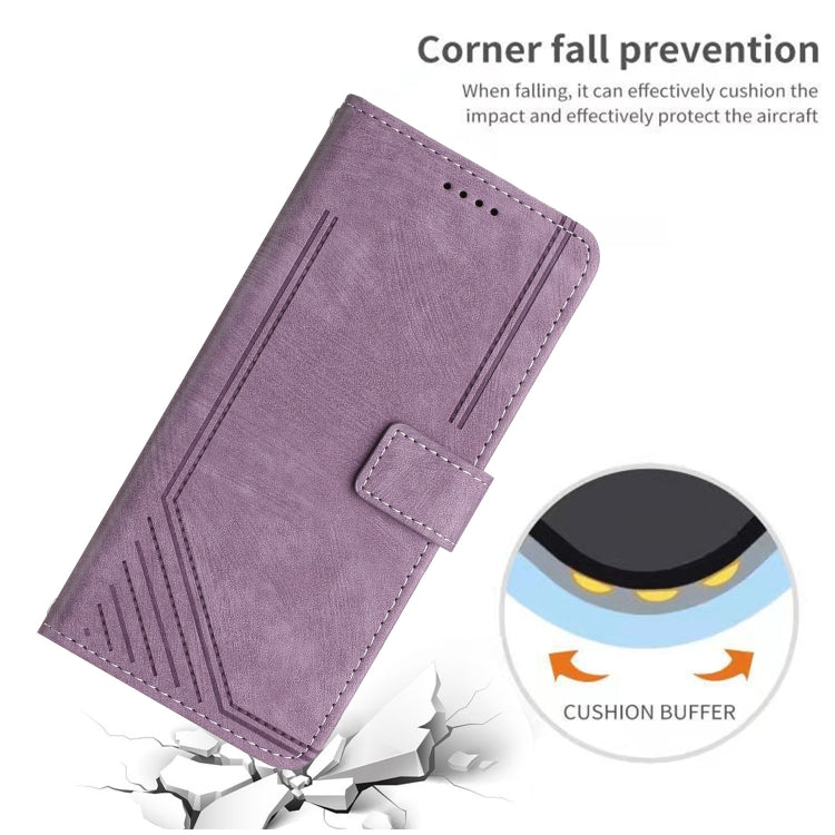 For Infinix Note 40 4G Skin Feel Stripe Pattern Leather Phone Case with Lanyard(Purple) - Infinix Cases by PMC TechLife | Online Shopping South Africa | PMC TechLife | Buy Now Pay Later Mobicred