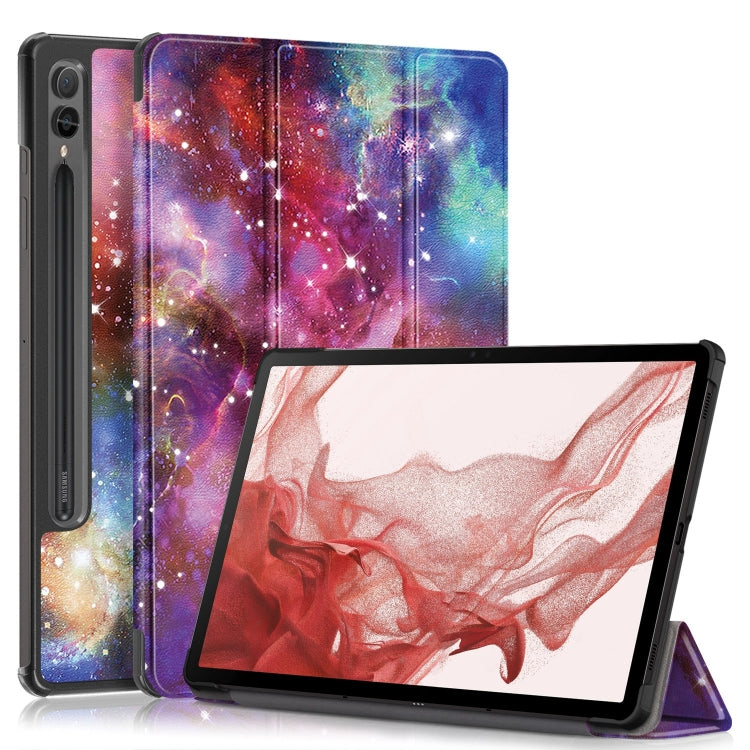 For Samsung Galaxy Tab S9+ Custer Painted 3-Fold Holder Smart Leather Tablet Case(Milky Way) - Galaxy Tab S9+ Cases by PMC Jewellery | Online Shopping South Africa | PMC Jewellery | Buy Now Pay Later Mobicred