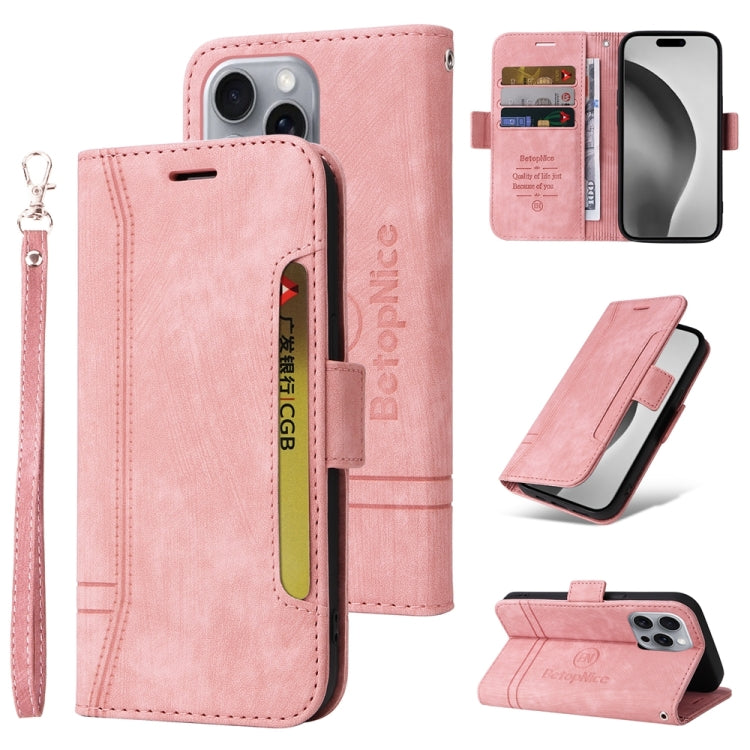 For iPhone 16 Pro Max BETOPNICE Dual-side Buckle Leather Phone Case(Pink) - iPhone 16 Pro Max Cases by BETOPNICE | Online Shopping South Africa | PMC TechLife | Buy Now Pay Later Mobicred