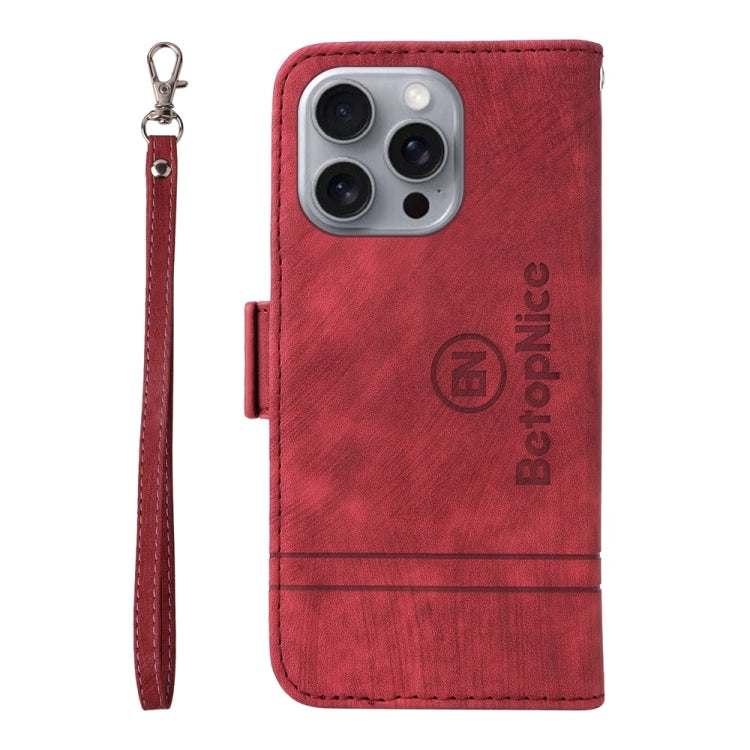 For iPhone 16 Pro Max BETOPNICE Dual-side Buckle Leather Phone Case(Red) - iPhone 16 Pro Max Cases by BETOPNICE | Online Shopping South Africa | PMC Jewellery | Buy Now Pay Later Mobicred