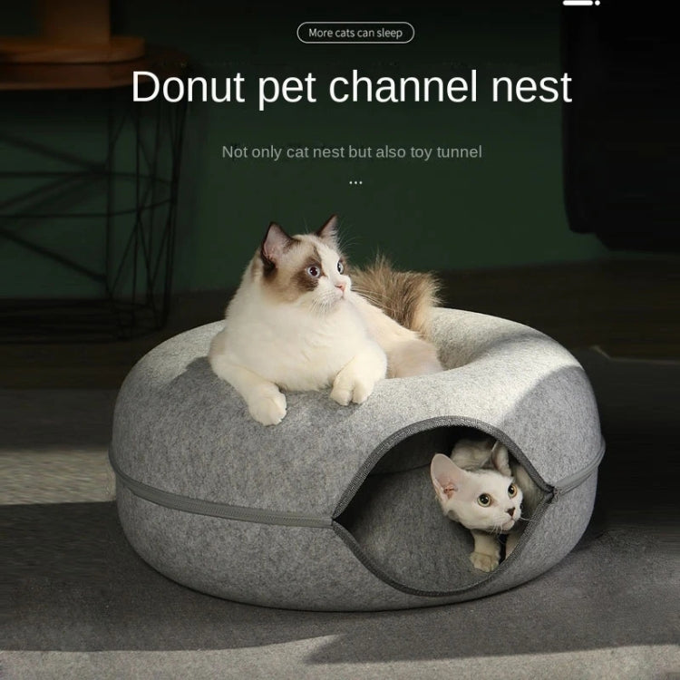 Round Wool Felt Cat Litter Tunnel Cat Litter, Size:60x60x27cm(Pink) - Pet Houses & Accessories by PMC TechLife | Online Shopping South Africa | PMC TechLife | Buy Now Pay Later Mobicred