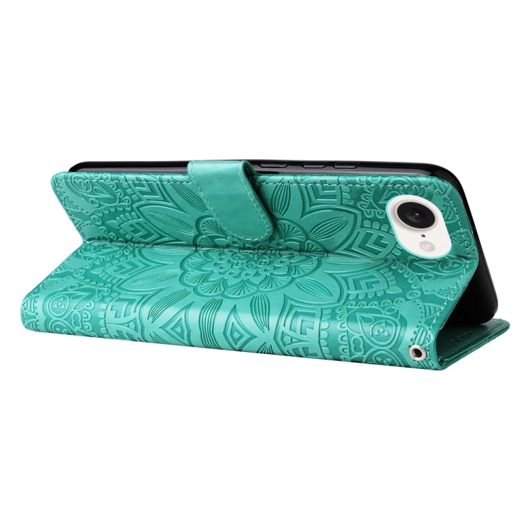For iPhone 16e Embossed Sunflower Leather Phone Case(Green) - free shipping - PMC TechLife - Order now!