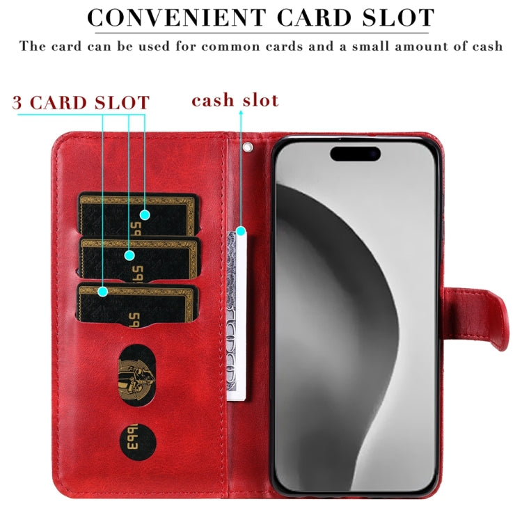 For iPhone 16 Pro Max Fashion Calf Texture Zipper Leather Phone Case(Red) - iPhone 16 Pro Max Cases by PMC TechLife | Online Shopping South Africa | PMC TechLife | Buy Now Pay Later Mobicred